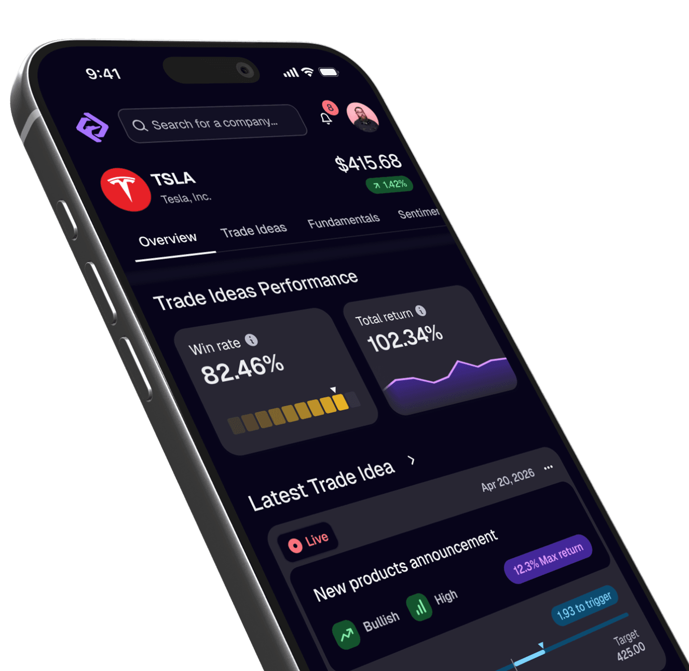 Edge Hound mobile app preview on iPhone